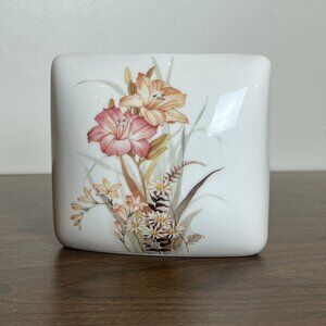 Vintage Square Yamaji Japanese Vase With Lilies